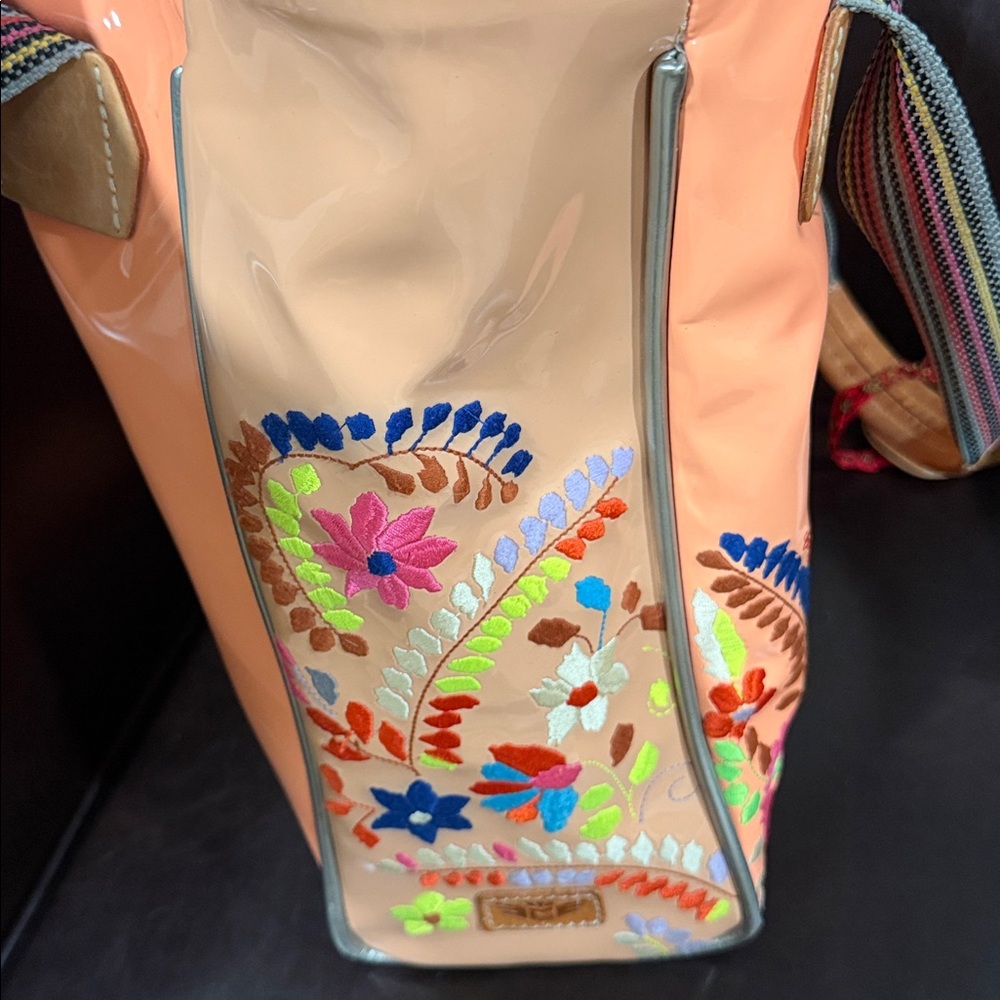 Consuela Coral Floral Embroidered Tote - Picture 4 of 6